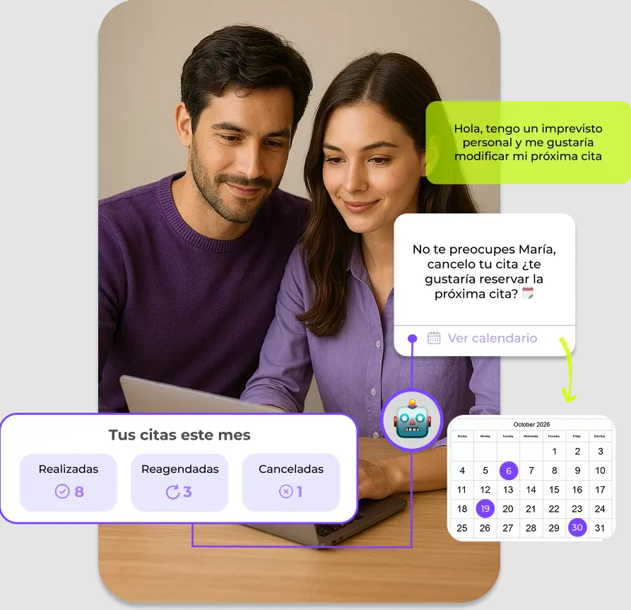 Chatbot de agendamiento y calificación comercial.
